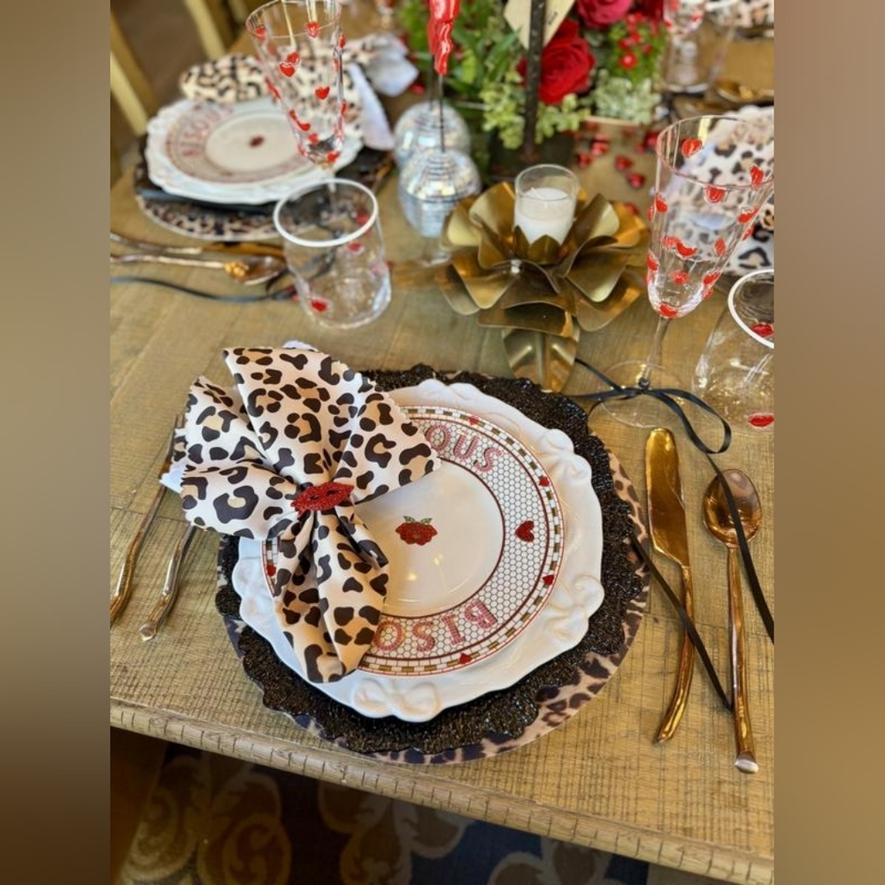 Anthropologie Bistro Tile Stoneware Dessert Plate Valentine's Edition Bisous - Picture 4 of 7